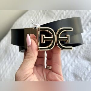 NWT Sam Edelman Size Large Black & Gold Belt